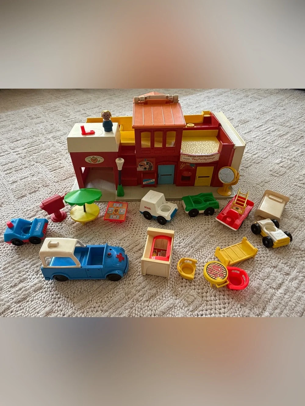 1973 Vintage Fisher-Price Play Family Village with accessories